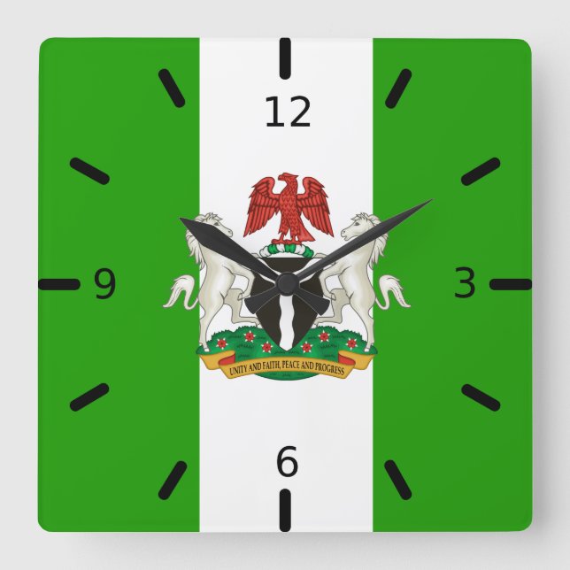 Nigerias flagga-jackande av arm fyrkantig klocka (Framsida)