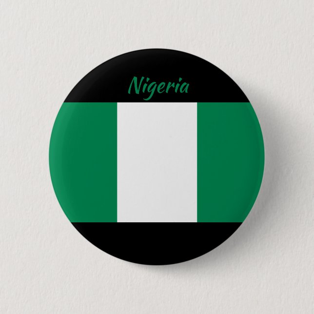 Nigerias Flagga Round-knapp Knapp (Framsida)
