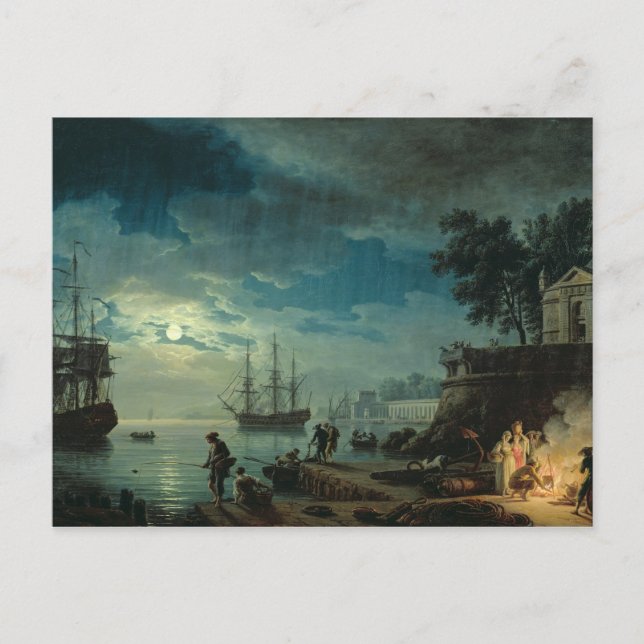 Night: A Port in the Moonlight, 1748 Vykort (Framsida)