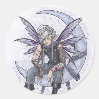 Night Älskare Fairy Sticker Runt Klistermärke