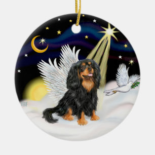Night Angel - Cavalier Kung Charles (tri) Julgransprydnad Keramik