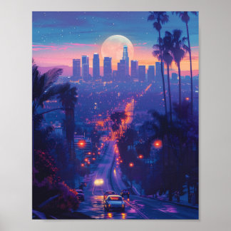 Night at Los Angeles California USA Poster
