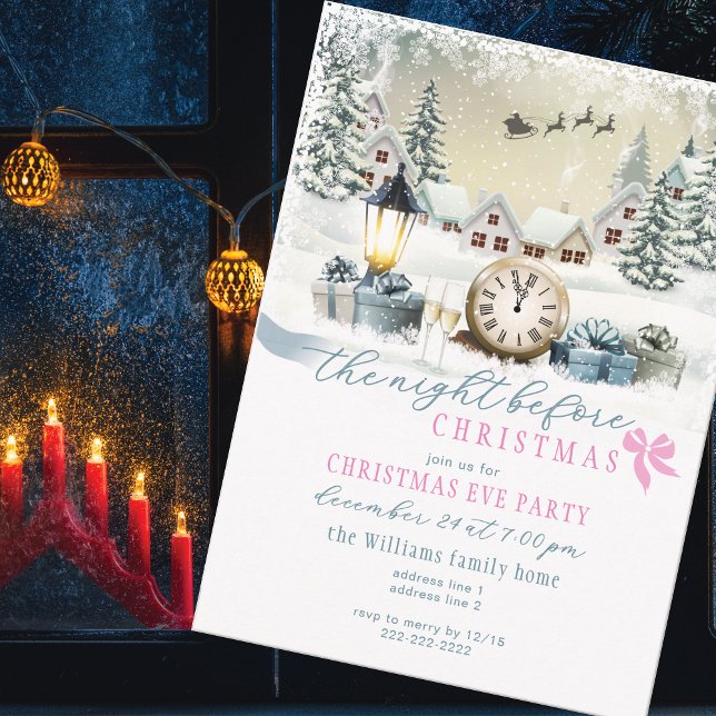 Night Before Christmas Festive Christmas Eve Party Inbjudningar (Night Before Christmas Festive Christmas Eve Party Invitation)