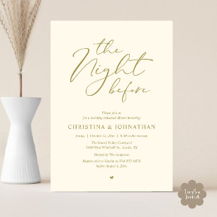 "Night Before" Rehearsal Dinner i gult guld Inbjudningar