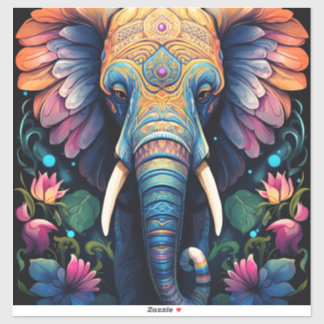 Night Blooming Mandala Elephant Klistermärken
