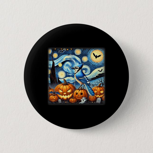 Night Blue Jay Halloween Knapp (Framsida)