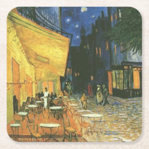 Night Cafe Painting by van Gogh Underlägg Papper Kvadrat
