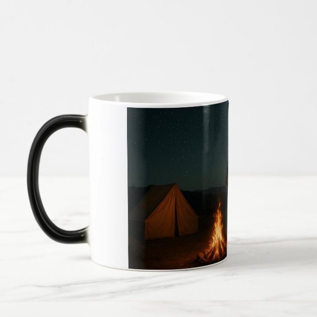Night Campfire Mug - Western Camping Design Magisk Mugg (Vänster)