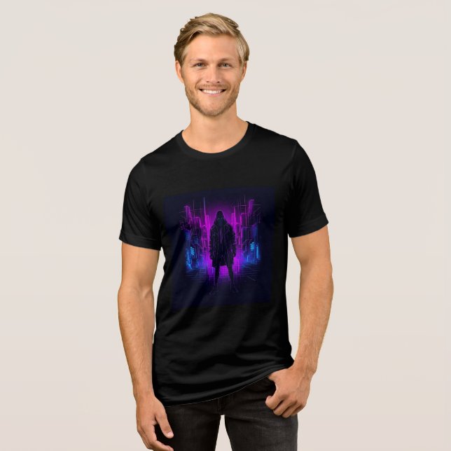 Night City Dreams - Neon Cyberpunk Futuristiska T Shirt (Framsida Full)