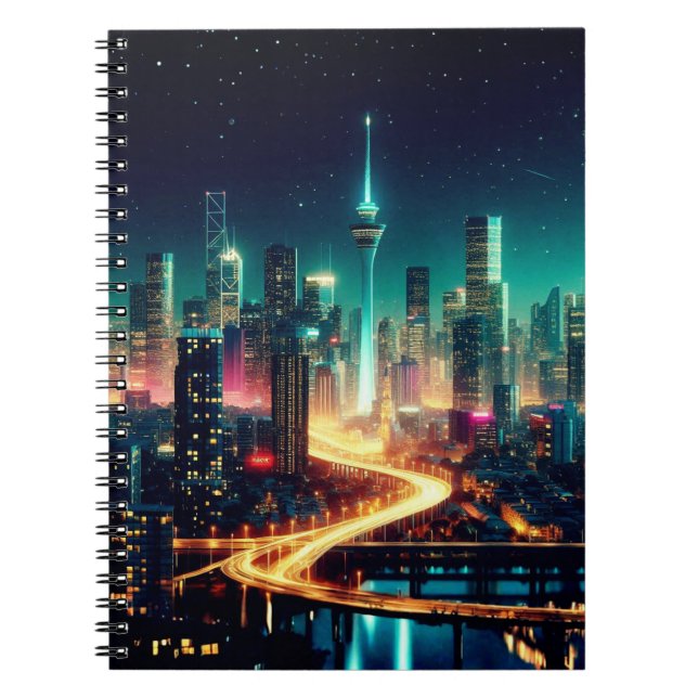 Night Cityscape Notebook Anteckningsbok (Framsidan)