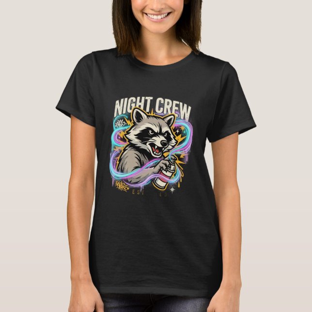 Night Crew Tvättbjörn Graffiti T-Shirt (Framsida)