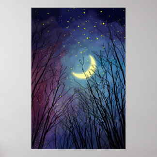 Night Forest Himlar Poster