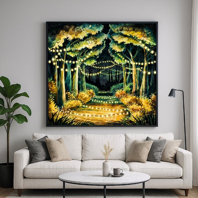 Night Forest Ljus - Whimsical Painterly Stil Poster (Skapare uppladdad)