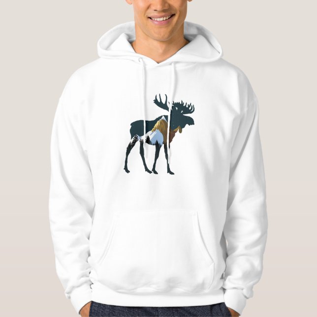 Night Forest Moose Hoodie (Framsida)