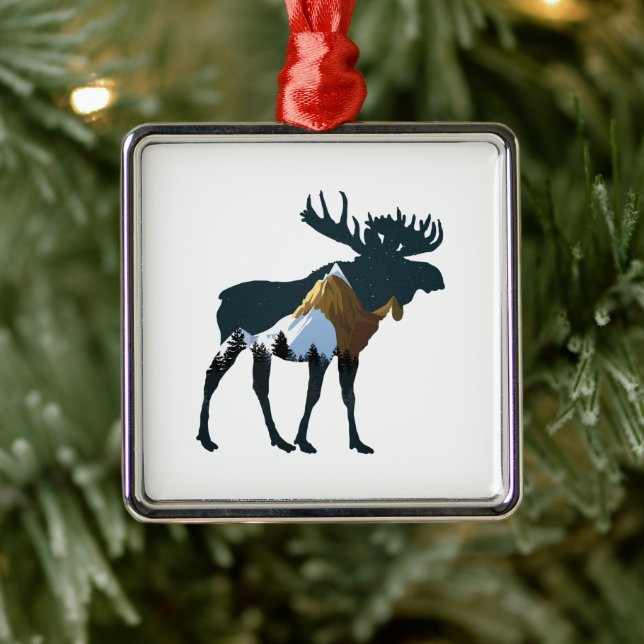 Night Forest Moose Julgransprydnad Metall (Träd)