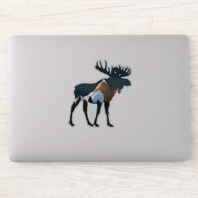 Night Forest Moose Klistermärken (Dator)