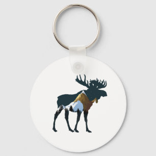 Night Forest Moose Nyckelring