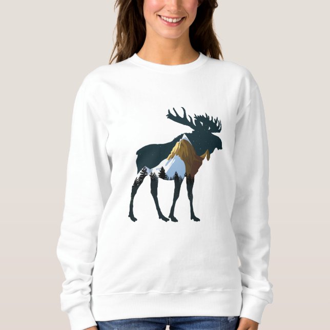 Night Forest Moose T Shirt (Framsida)