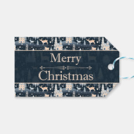 Night Forest Winter Village Presentetikett