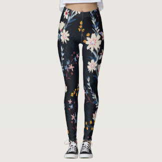 Night Garden Blommigt Navy Mönster Leggings