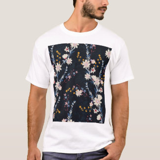 Night Garden Blommigt Navy Mönster T Shirt