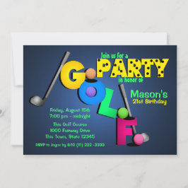 Night Glow Golf Party Inbjudningar