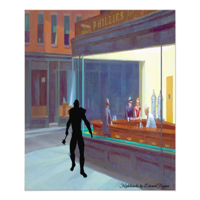 Night Hawks by Edward Hopper (Altered) Fototryck (Framsidan)