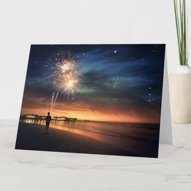 Night Himlar Beach Fireworks Kort (Framsida)