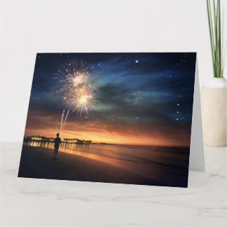 Night Himlar Beach Fireworks Kort