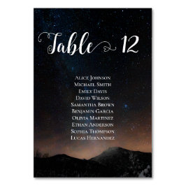Night himlar bröllop under stjärnorna bordsnummer