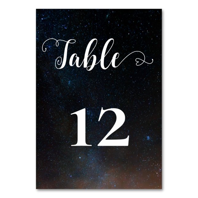 Night himlar bröllop under stjärnorna bordsnummer (Framsidan)