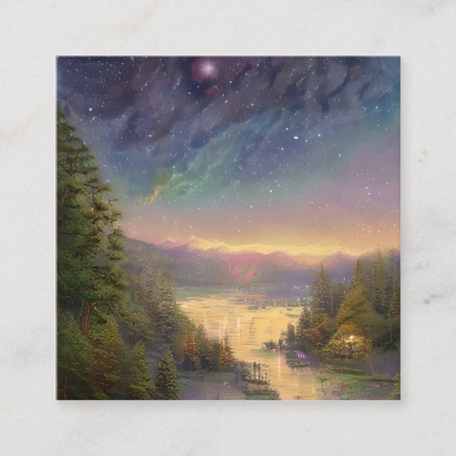 Night Himlar Fyrkantigt Visitkort (Framsida)