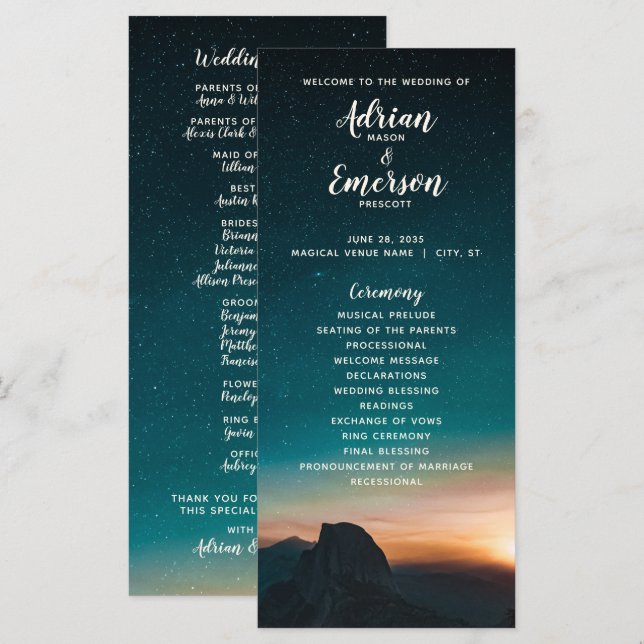 Night Himlar Galaxy Starry Night Modern Bröllop (Fram/baksida)