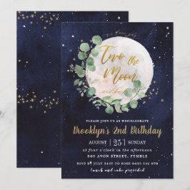 Night Himlar Greenery Two måne, andra födelsedagen Inbjudningar
