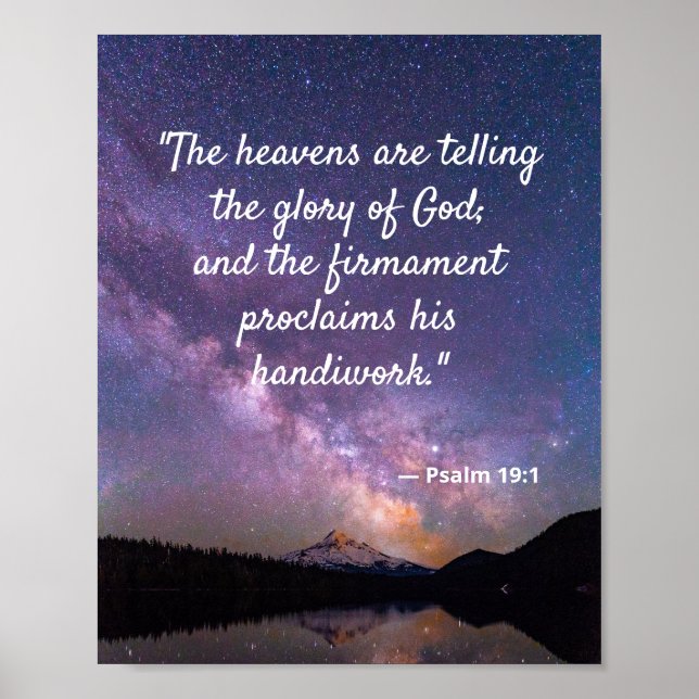 Night Himlar Milky Way Psalm 19:1 Poster (Framsidan)