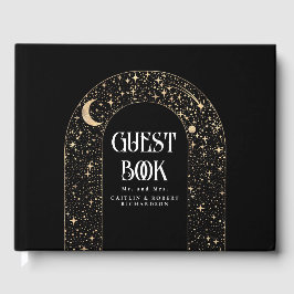 Night Himlar Stars Celestial Black Bröllop Gästböcker