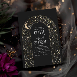 Night Himlar Stars Celestial Romantic Black Bröllo Inbjudningar