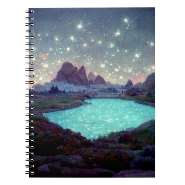 Night Himlar Stars Fantasy liggande Anteckningsbok (Framsidan)