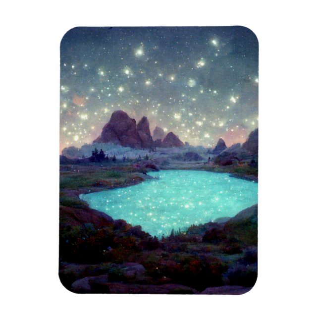 Night Himlar Stars Fantasy liggande Magnet (Vertikal)