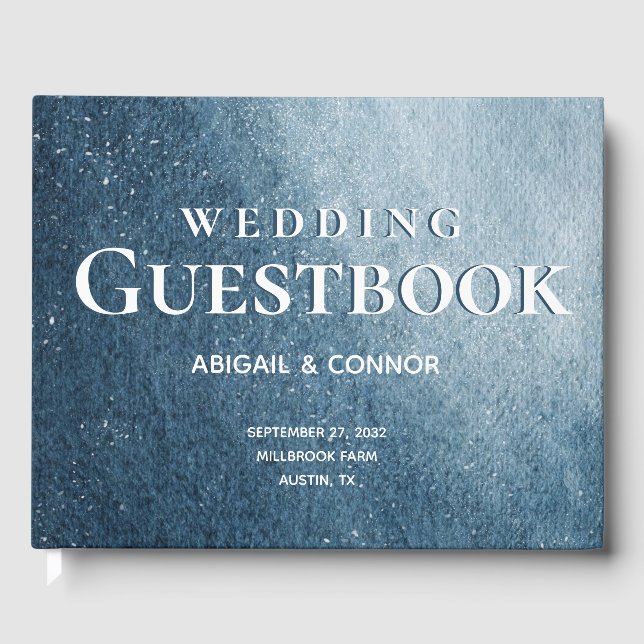 Night Himlar Stars Navy Blue White Gästböcker (Framsida)