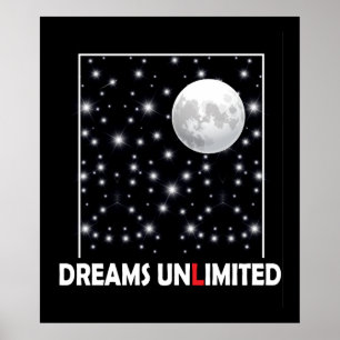 Night himmel med måne och stjärnor med drömcitat poster