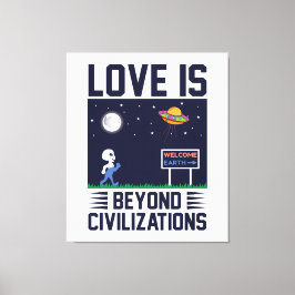 Night himmel och rymden med utomjording och rymdfa canvastryck