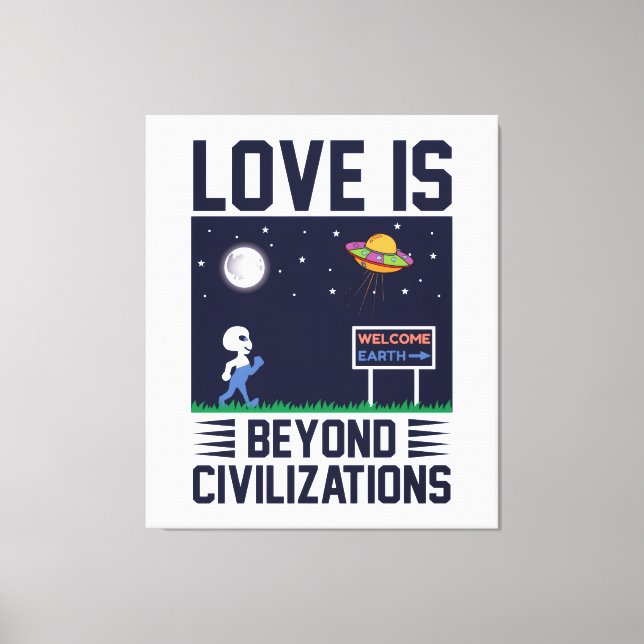 Night himmel och rymden med utomjording och rymdfa canvastryck (Framsida)