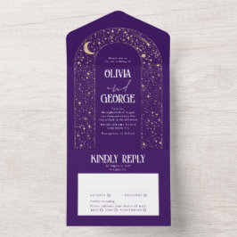 Night Himmel Stars Celestial Arch Lila Bröllop