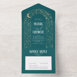 Night Himmel Stars Celestial Arch Teal Bröllop
