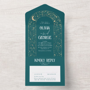 Night Himmel Stars Celestial Arch Teal Bröllop