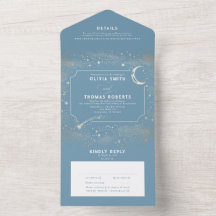 Night Himmel Stars Celestial Dusty Blue Bröllop