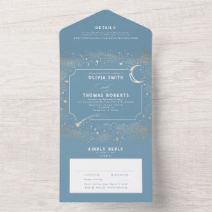 Night Himmel Stars Celestial Dusty Blue Bröllop