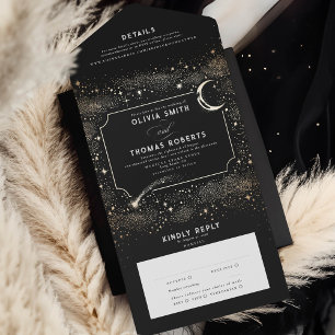 Night Himmel Stars Celestial Mystical Black Bröllo