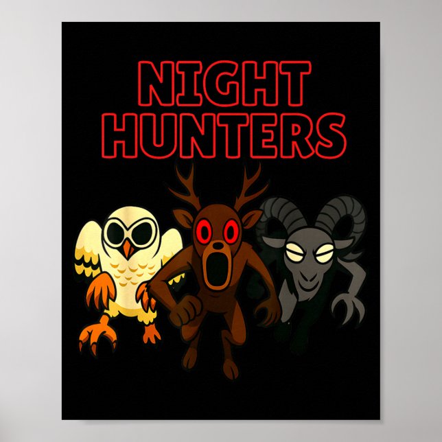 Night Hunters. 3 Animals In The Forest. Cool Gamer Poster (Framsidan)